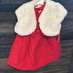 Cat & Jack Red Formal Dress with White Vest